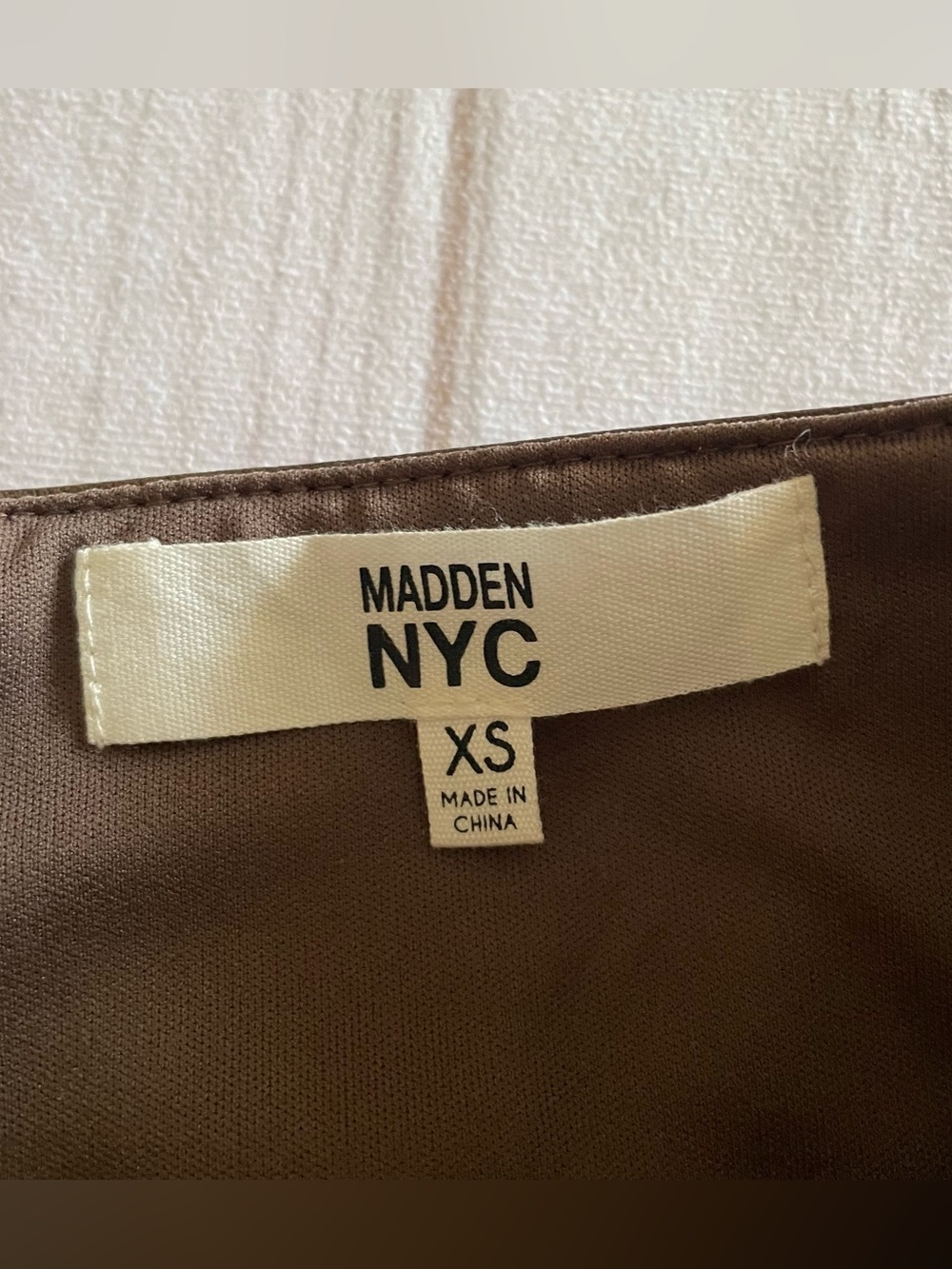 Madden NYC Faux Leather Mini Skirt Women’s XS Brown Lined Edgy Western Concert - Picture 6 of 10